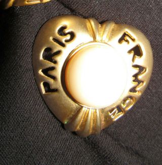 Vintage Cut Out Paris France Clip On Earrings Satin Matte Gold Tone Lg Pearls