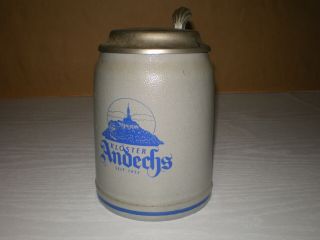 Vtg Kloster Andechs German Lidded Ceramic Beer Stein Tankard Mug 0.  5