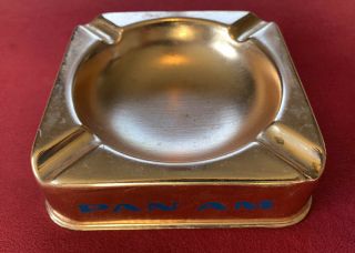 Vintage 1950s/60s Pan American Airlines Gold Colored Metal Ashtray Made In Italy