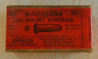 Vintage Winchester.  25 Short Stevens Rim Fire Ammo Box