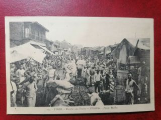 China Vintage 1900 Spostcard,  Peking,  At The Fruit Market,  Rare Card.
