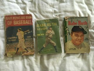 Vintage Baseball Books Babe Ruth,  3 Total