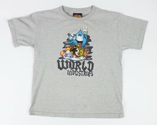 Vintage 90s 2000s World Industries Skateboard Gray T - Shirt Y2k
