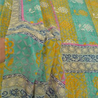 Sanskriti Vintage Sarees Pure Georgette Silk Indian Printed Sari Craft Fabric 3