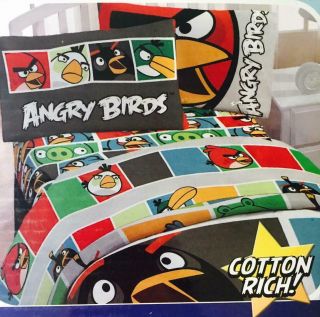 5pc Angry Birds Full Size Double Bed Comforter,  Sheet Set Set,  Bonus Gift