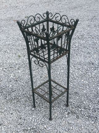 Vintage Mcm Metal Wrought Iron Fern Plant Stand Holder 32.  5” Tall