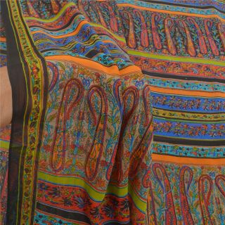 Sanskriti Vintage Sarees Pure Georgette Silk Printed Sari Decor Craft Fabric 3