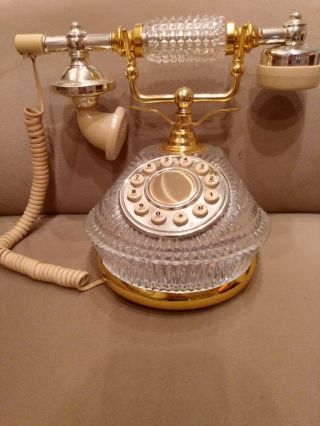 Vintage Telephone Godinger Silver Art Co Crystal Glass French Decorator Pushtone