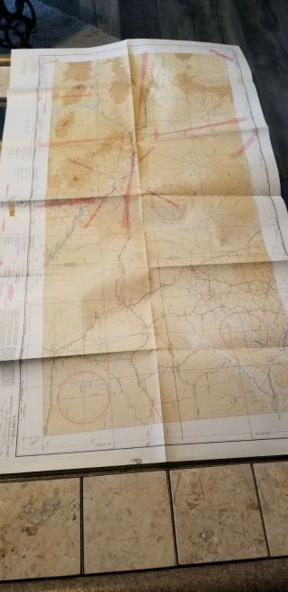 Vintage Rare 1942 Restricted Aeronautical Chart Map Casper,  Wy 42 " X 24 "