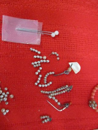 Vintage Barbie Jewelry,  ' Pearl Necklace ' s Earrings Loose Beads For Repair 3
