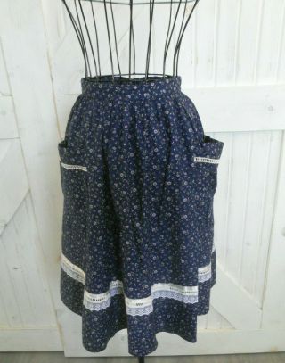 Vintage ALTERED Gunne Sax Gunnies Blue Calico Prairie Cottagecore Mini Skirt XS 2