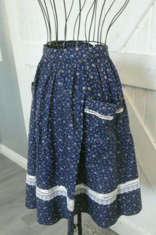 Vintage ALTERED Gunne Sax Gunnies Blue Calico Prairie Cottagecore Mini Skirt XS 3