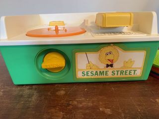 Vintage Fisher Price Sesame Street Record Player (1984) with 5 records 2