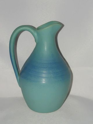 Vintage Van Briggle Art Pottery Matte Blue Green Pitcher Jug Vase 8 "