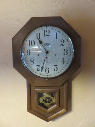 Vintage Hamilton Westminster Chime School House Regulator Wall Clock Needs Tlc