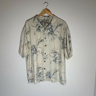 Tommy Bahama Mens Large Short Sleeve Silk Hawaiian Style Mens L Shirt Button Up