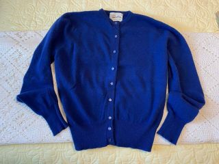 Vintage Dalton Navy Blue 100 Virgin Cashmere Cardigan Sweater Sz Small S