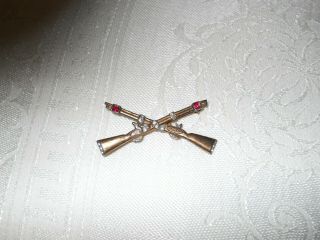 Vintage Crown Trifari Crossed Rifles Pin Signed And Signed Sterling