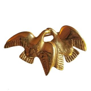 Vtg Gold Plated Doves Brooch Pin Signed Parfums Nina Ricci C.  1980 Euc