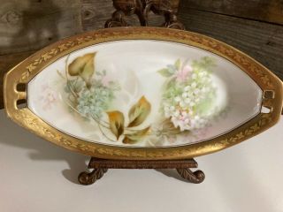 Vintage Reinhold Schlegelmilch Rs Germany Dish Flowers Trimmed In Gold