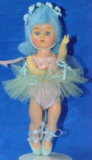 Vintage 8 " Virga Tiny Twinkle Ballerina Doll W/blue Wig Display Doll