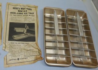 2 Vintage Ge General Electric Metal Aluminum Redi - Cube Ice Cube Trays With Paper
