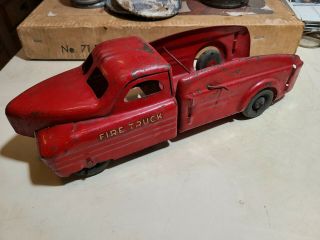 Vintage 1930s - 40s Marx Wyandotte ?? Pressed Steel Toy Fire Truck Wood Wheels