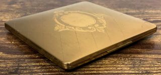 Vtg Estate Elgin American 3 ½ " Gold Tone Powder Puff Makeup Compact 9