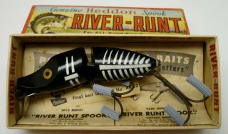 Vintage Fishing Lure,  Heddon Jointed River Runt Spook Sinker Black Shore W/box