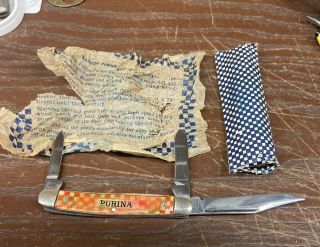 Vintage Kutmaster,  Utica,  N.  Y. ,  Purina Advertising,  3 Blade Stockman Pocket Knife