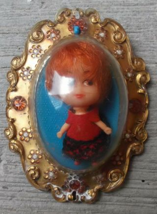 Vintage Liddle Kiddles Little Doll In Frame 1966 Made In Mexico By Lili - Ledy
