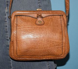 Vintage Caracciola Gold Pfeil Brown Leather Shoulder Purse Crossbody Bag Germany