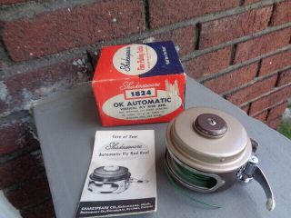 Vintage Shakespeare 1824 Ok Automatic Fly Reel /line /box Ex,  L@@k