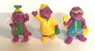 Vintage 1993 Barney The Dinosaur Pvc Figurine 2.  5 " The Lyons Group Set Of 3