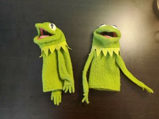 2 Vtg 1978 Fisher Price Jim Henson Muppets Kermit The Frog Hand Puppet 860