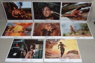 Set Of 8 Vintage 1985 Rambo First Blood Part Ii Movie Lobby Cards 11 " X 14 "