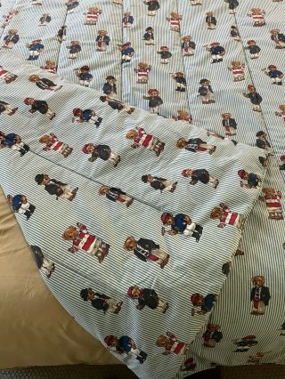 Ralph Lauren Polo Teddy Bear Comforter Quilt VTG USA Twin size 2