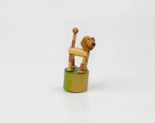 Vintage Wooden,  Wakouwa Push Puppet Toy,  Dog Schowanek.  Czechoslovakia.