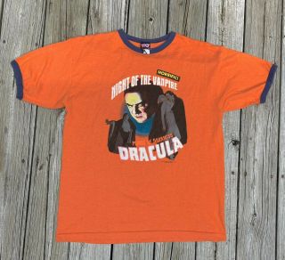Vintage 2005 Dracula Night Of The Vampire Ringer Shirt Prince Of Darkness Large