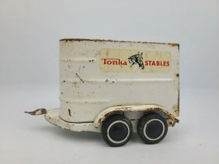 Vintage Tonka Stables Horse White Trailer Pressed Steel Toy