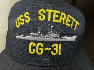 Vintage Us Navy Usn Ship Baseball Hat Uss Sterett Cg - 31 Cruiser Military Crew