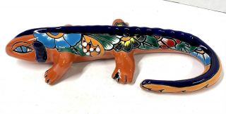 Mexican Pottery Lizard Iguana Talavera Salamander Wall Garden Art Vintage 12”