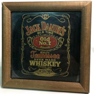 Vintage Jack Daniels Old No 7 Whiskey Wood Framed 7 " X 7 " Bar Sign - Man Cave