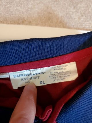 VTG Retro Burger King Employee Uniform Polo Shirt Burgundy X - Large XL 2