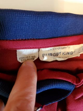 VTG Retro Burger King Employee Uniform Polo Shirt Burgundy X - Large XL 3