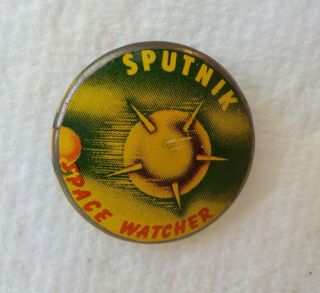 Rare Vintage Sputnik Space Watcher Pin Pinback Old Soviet Satellite