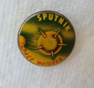 RARE Vintage Sputnik Space Watcher Pin Pinback Old Soviet Satellite 2
