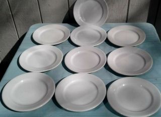 (10) Vtg Buffalo China White Cream Restaurant Ware Plates 9 1/4 " Vg Estate Find