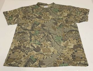 Vtg Realtree Advantage Mens Xl Short Sleeve Pocket T - Shirt Hunting Camo Wrangler
