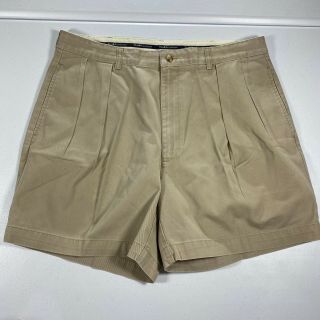 Vintage Polo Ralph Lauren Shorts Mens 36 Chino Brown Khaki Pleated Golf Pockets